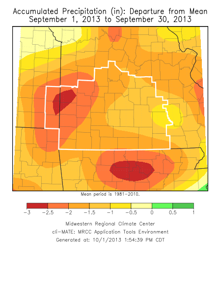 September 2013 Precipitation Departure from Normal