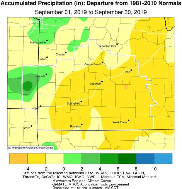 September 2019 Precipitation Departure from Normal