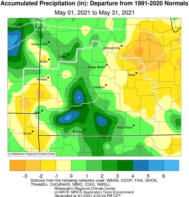 May 2021 Precipitation Departure from Normal