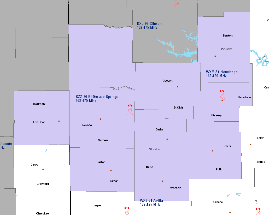 NWR El Dorado Springs Coverage map