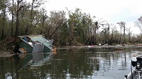 A shack tossed into the Apalachicola River by an EF1 tornado that crossed the river on November 17, 2014. Photo provided courtesy of WJHG-TV.