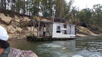 Damage along the banks of the Apalachicola River caused by an EF1 tornado that crossed the river on November 17, 2014. Photo provided courtesy of WJHG-TV.