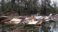 Debris tossed into the Apalachicola River by an EF1 tornado that crossed the river on November 17, 2014. Photo provided courtesy of WJHG-TV.