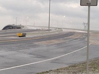 The Hathaway Bridge leading into Panama City Beach, FL, was close due to ice. Photo courtesy of the WMBB New Twitter feed.