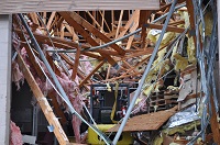 Damage to a building that was caused by an EF2 tornado that hit the Calhoun Correctional Institutation southwest of Blountstown, FL on November 17, 2014.