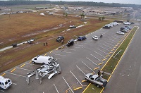 An aerial view of damage at the Calhoun Correctional Institutation southwest of Blountstown, FL that was caused by an EF2 tornado on November 17, 2014.