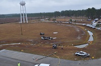 An aerial view of damage at the Calhoun Correctional Institutation southwest of Blountstown, FL that was caused by an EF2 tornado on November 17, 2014.