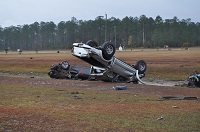 Cars tossed by an EF2 tornado that hit the Calhoun Correctional Institutation southwest of Blountstown, FL on November 17, 2014.