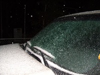 Sleet accumulating on a car in DeFuniak Springs, FL. Photo courtesy of Keith Wilson.