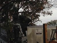 Damage to a mobile home that was caused by an EF0 tornado that hit near Grand Ridge in Jackson County, FL on November 17, 2014.