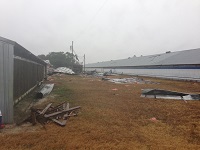 A chicken coop damaged by severe thunderstorm wind gusts near Lee in Madison County, FL on November 17, 2014.