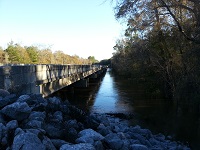 A view of the flooded Ochlockonee River at the US 27 bridge on December 26, 2014.