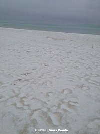 A sleet-covered Panama City Beach, FL in front of the Hidden Dunes Condos. Photo submitted via Twitter to WJHG.