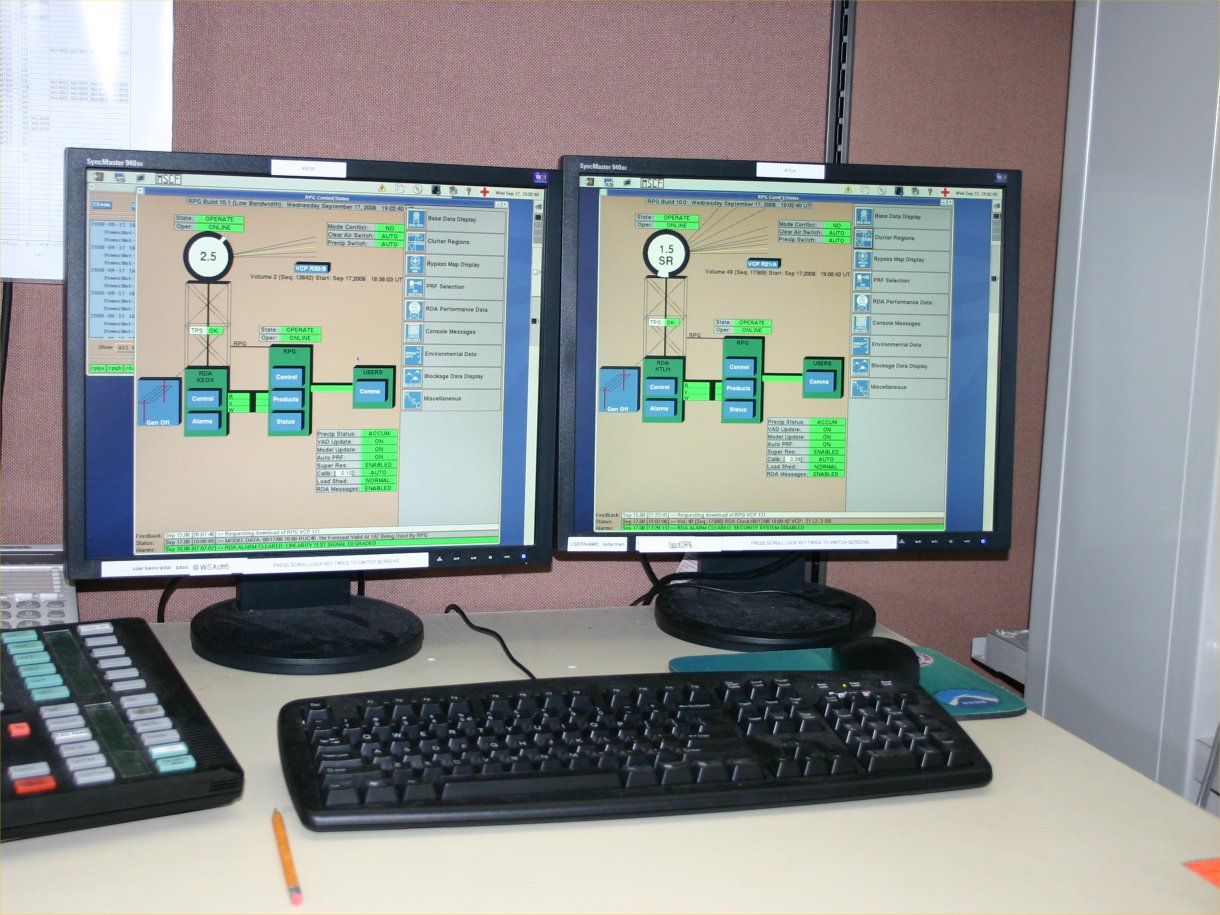 Photograph of the Master System Control Function workstation of the Tallahassee and Ft. Rucker Doppler radars.