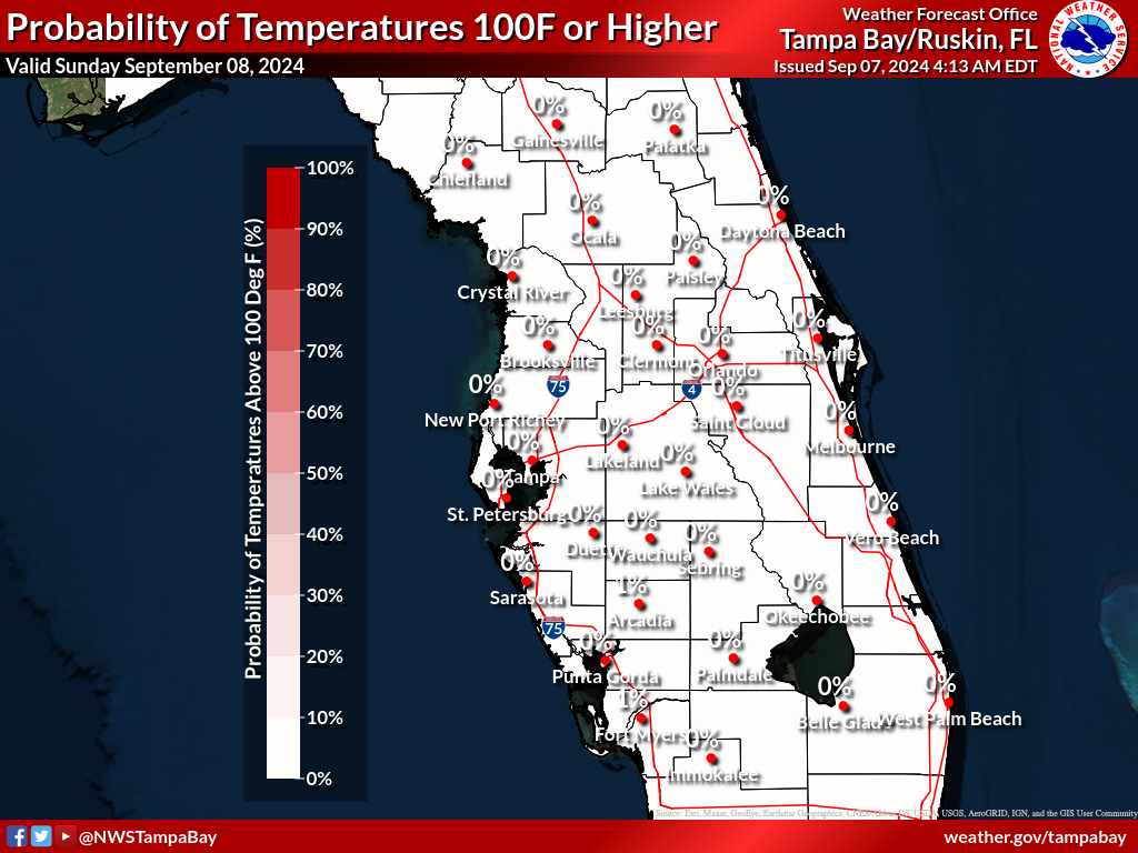 Probability of Temperature 100F or greater Day 2