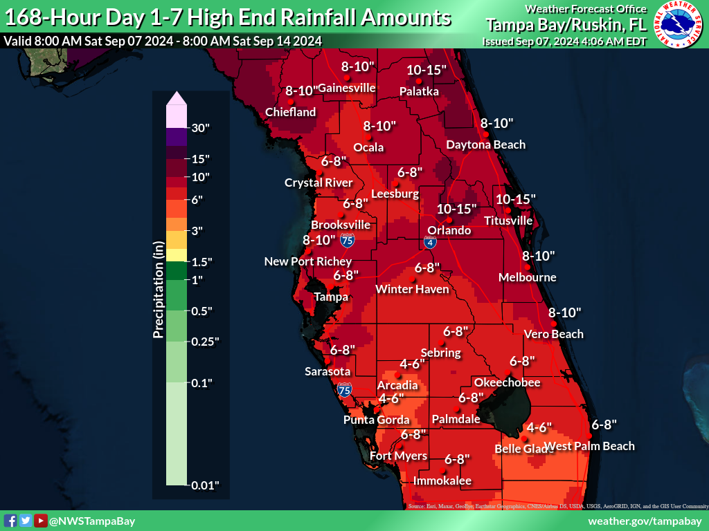 Greatest Possible Rainfall for Day 1-7