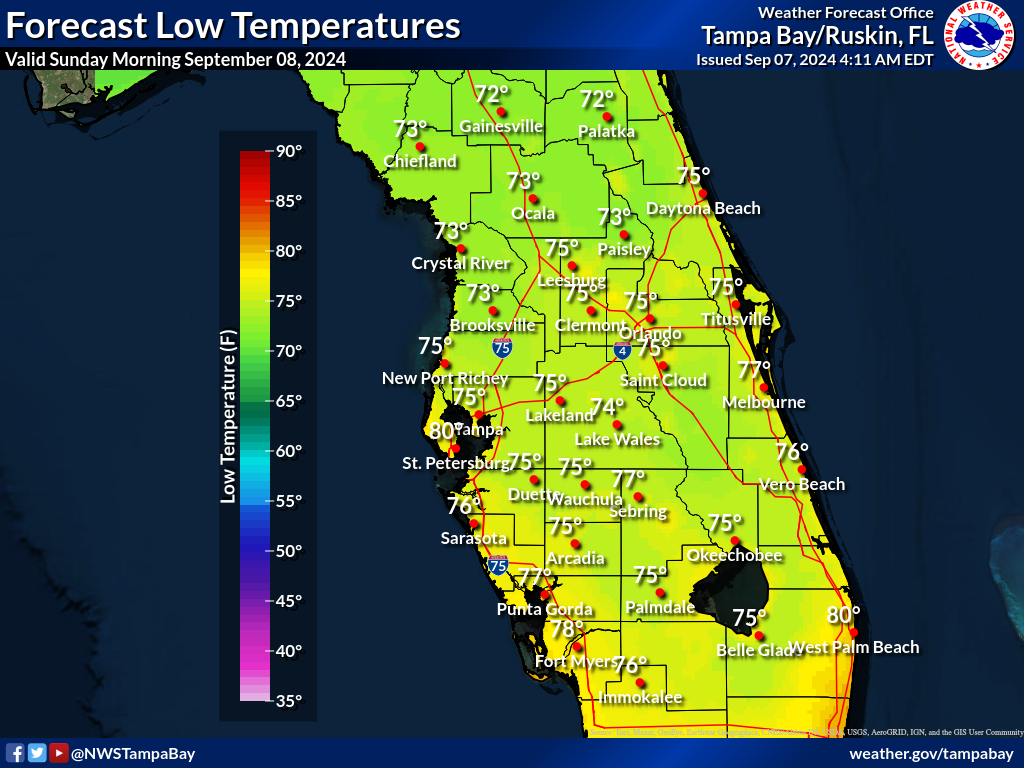 Expected Low Temperature for Night 1