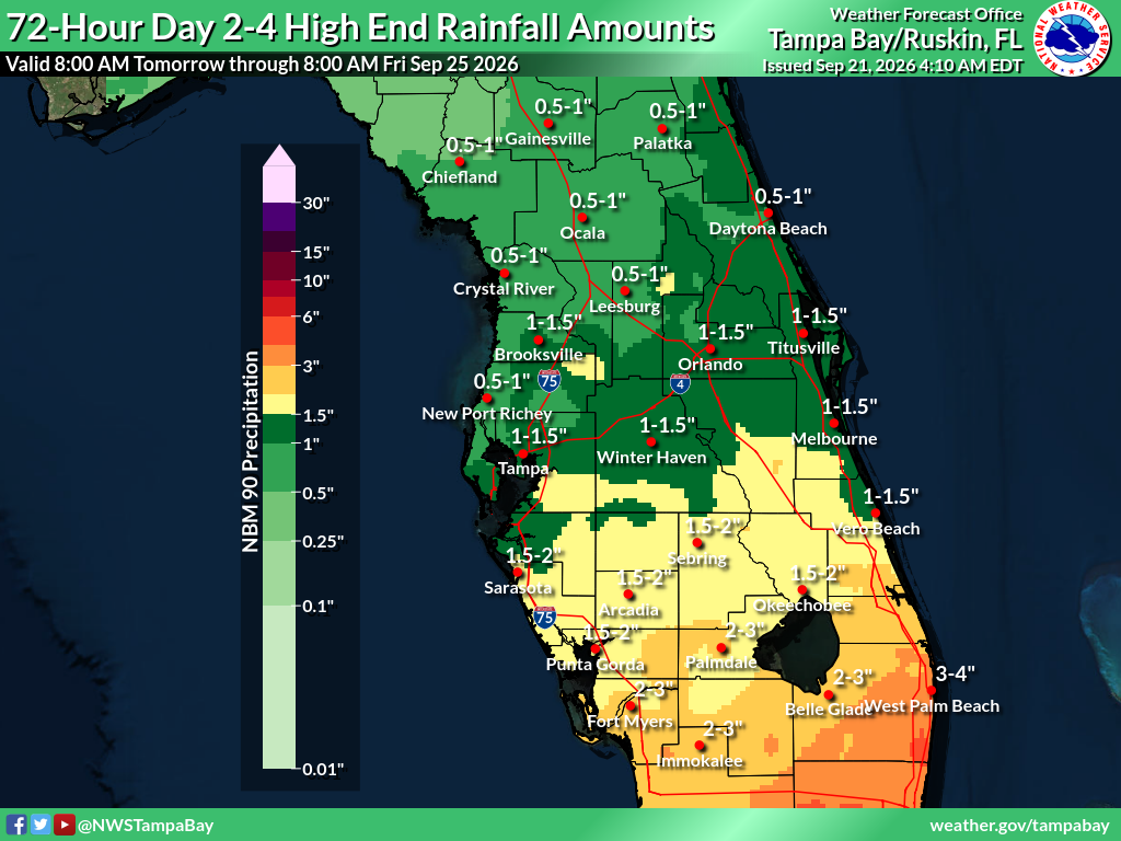 Greatest Possible Rainfall for Day 2-4