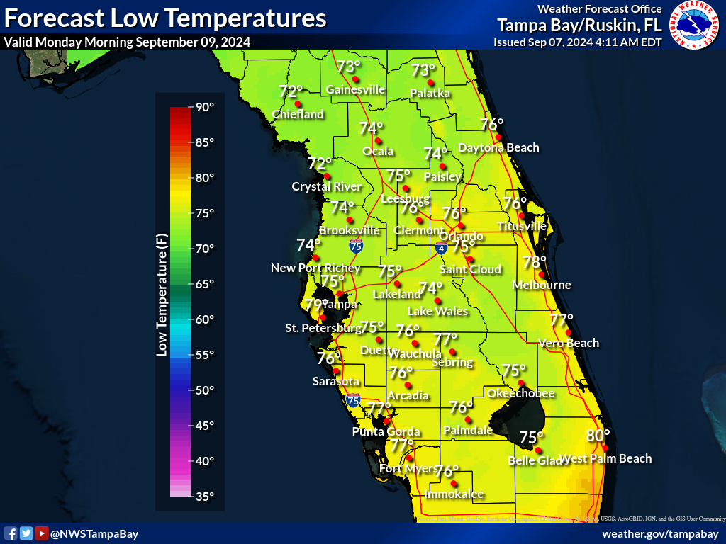 Expected Low Temperature for Night 2