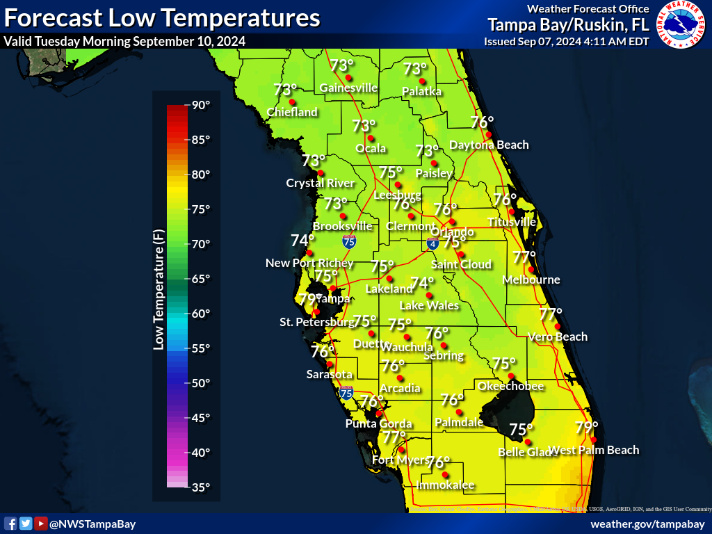 Expected Low Temperature for Night 3