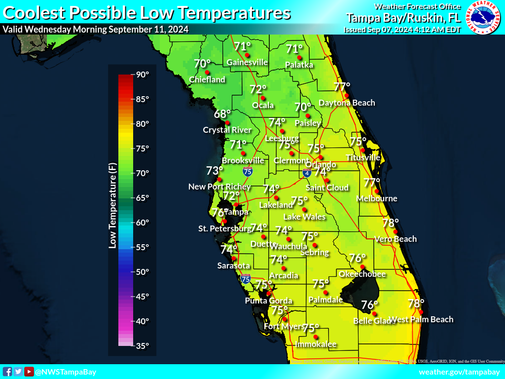 Coolest Possible Low Temperature for Night 4