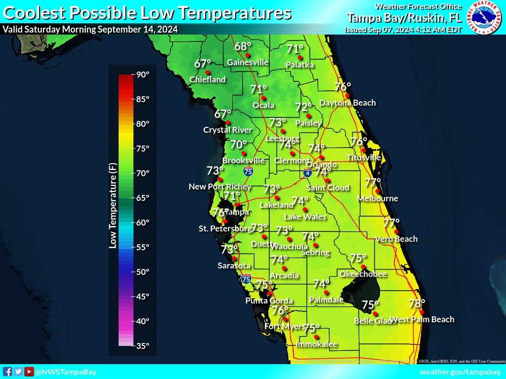 Coolest Possible Low Temperature for Night 7