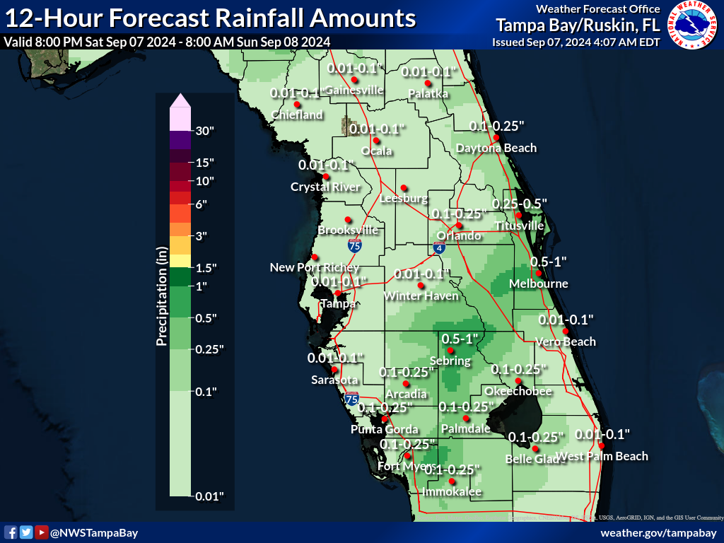 Expected Rainfall for Night 1