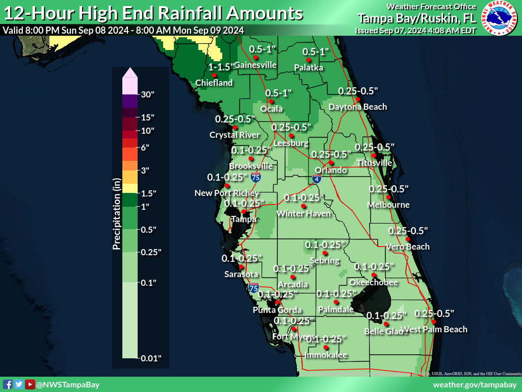 Greatest Possible Rainfall for Night 2