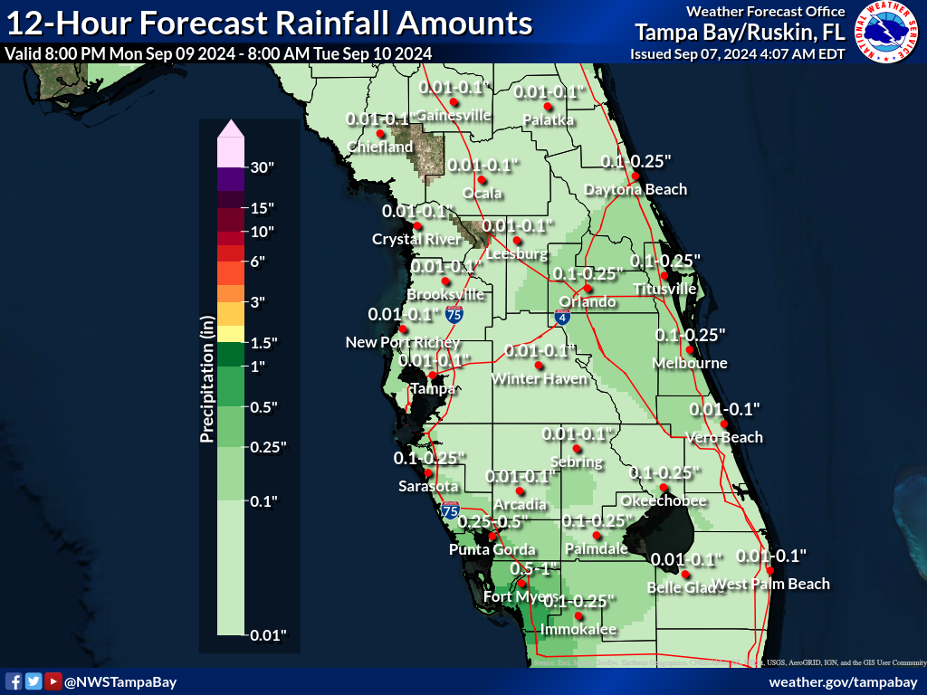 Expected Rainfall for Night 3