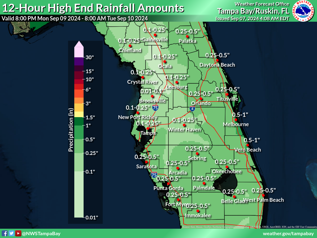 Greatest Possible Rainfall for Night 3