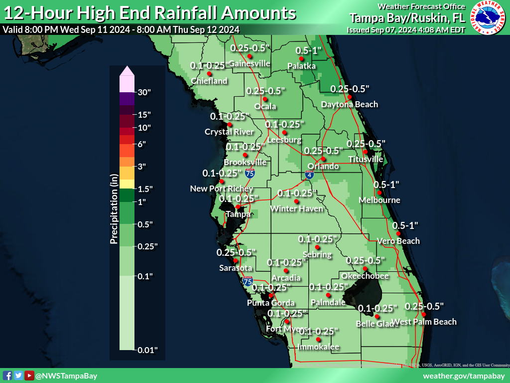 Greatest Possible Rainfall for Night 5