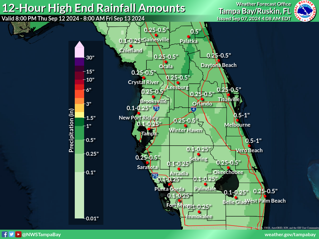 Greatest Possible Rainfall for Night 6