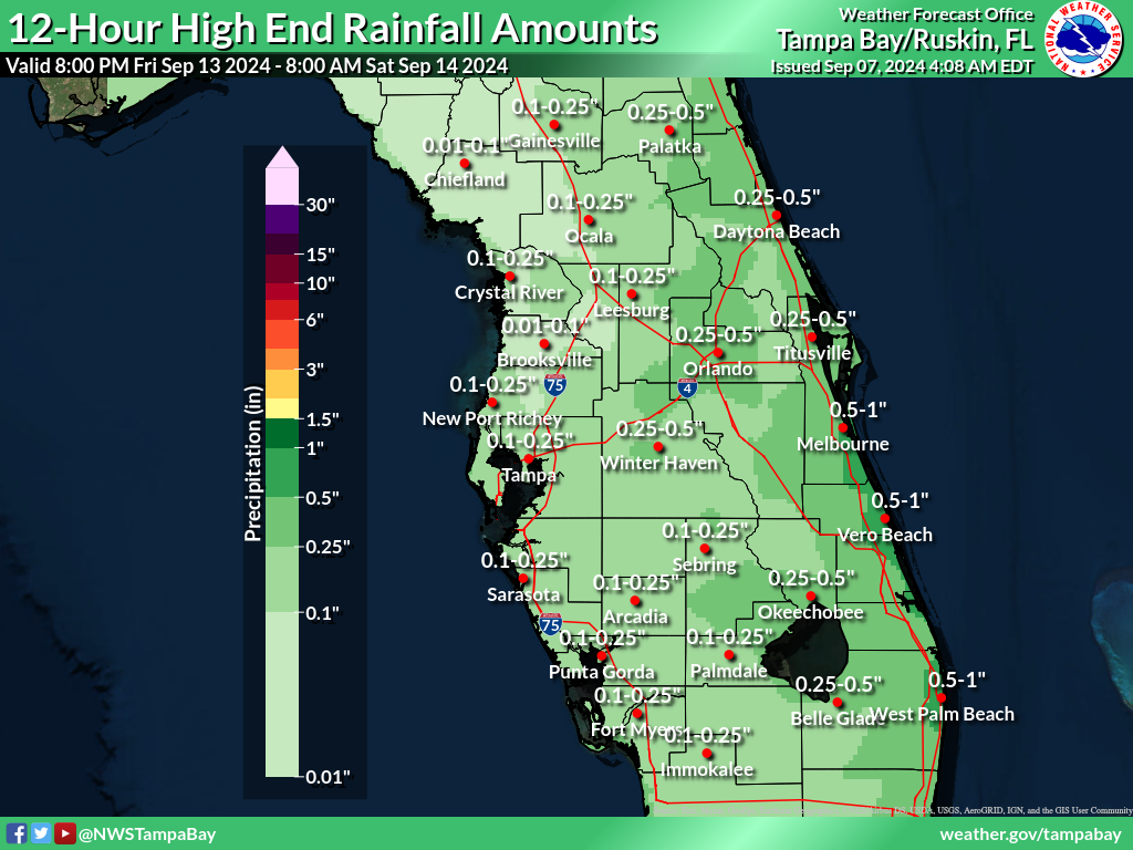 Greatest Possible Rainfall for Night 7