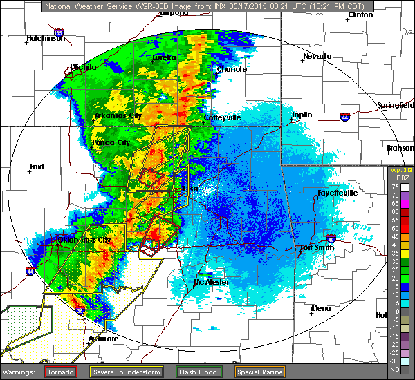 radar image of storms