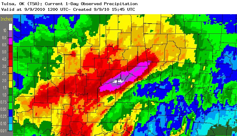 24 hour rainfall total ending 7 am September 9