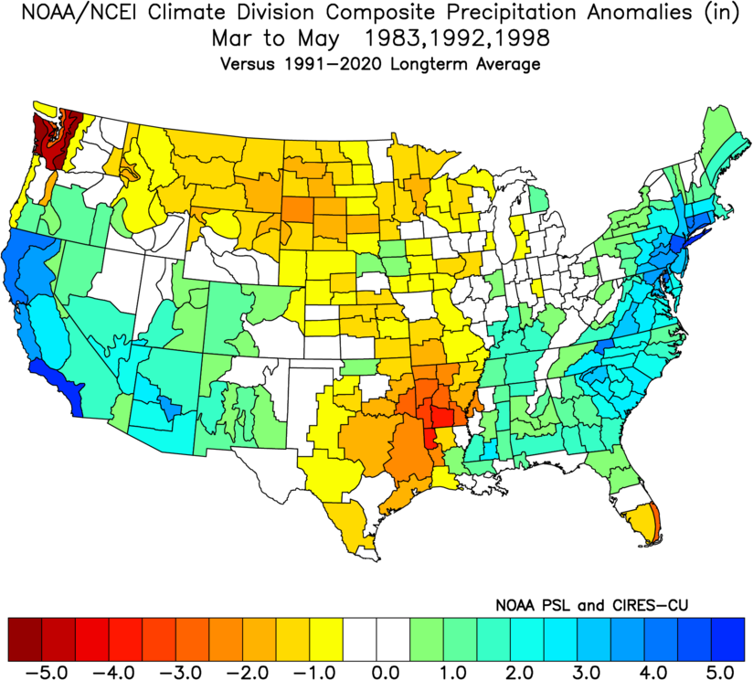 El Nino spring (MAM) moderate episodes