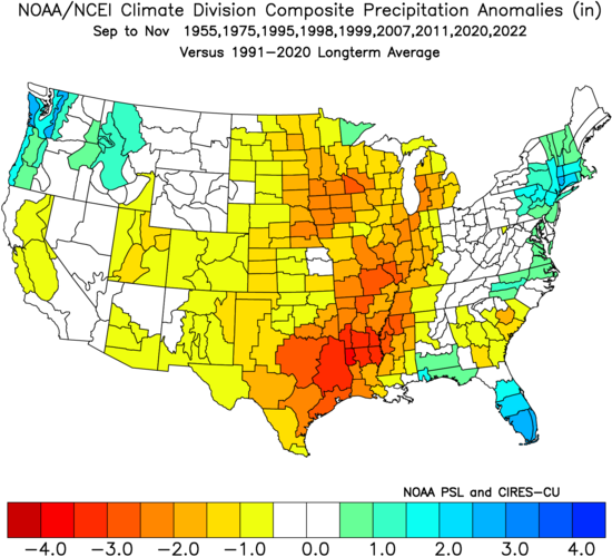 La Nina Fall (SON) moderate episodes