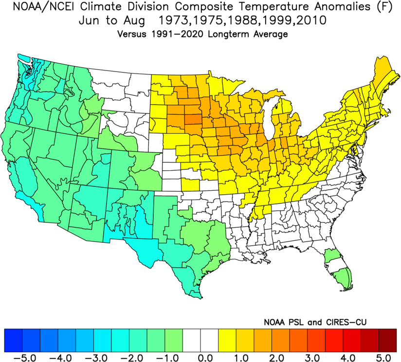 La Nina summer (JJA) moderate episodes