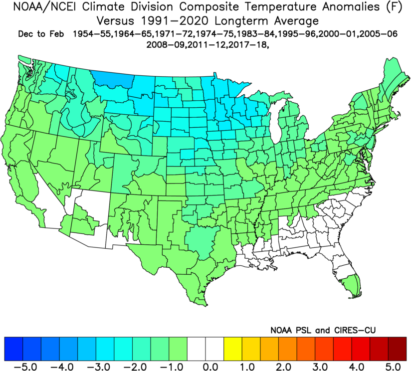 La Nina winter (DJF) weak episodes