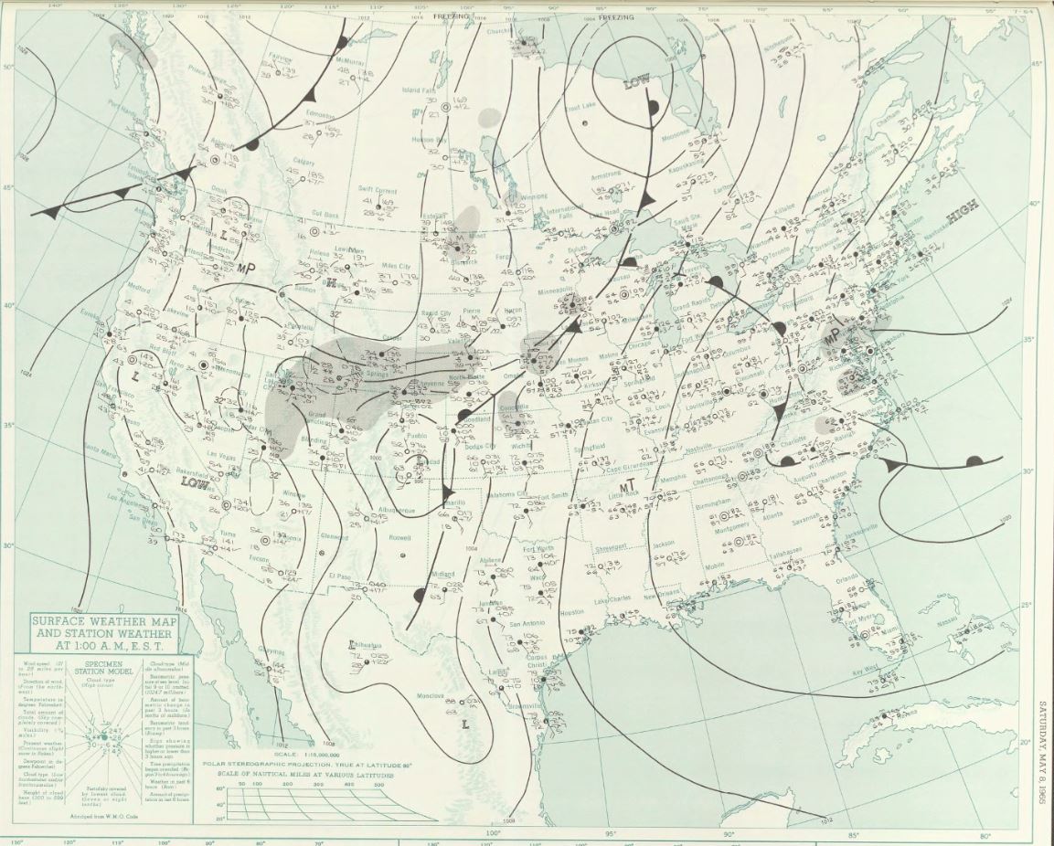 Surface map at midnight CDT on 7 May 1965