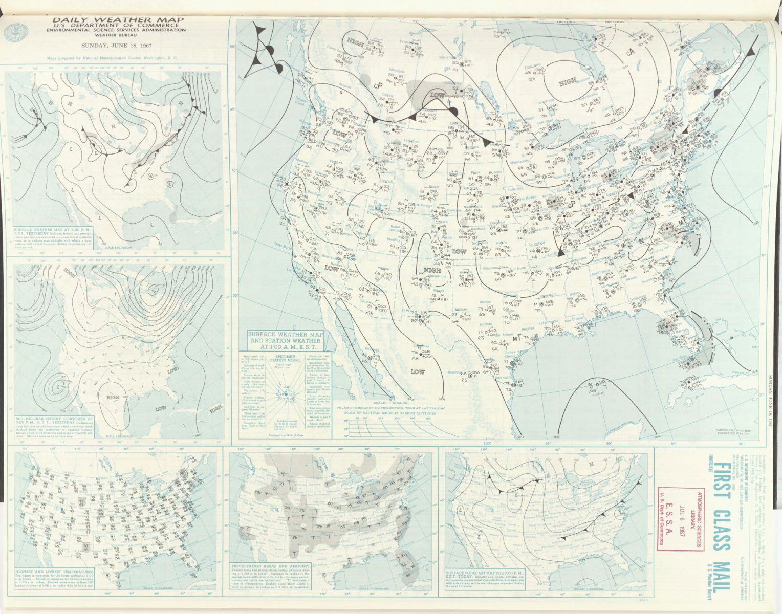 June 18, 1967 Daily Weather Map