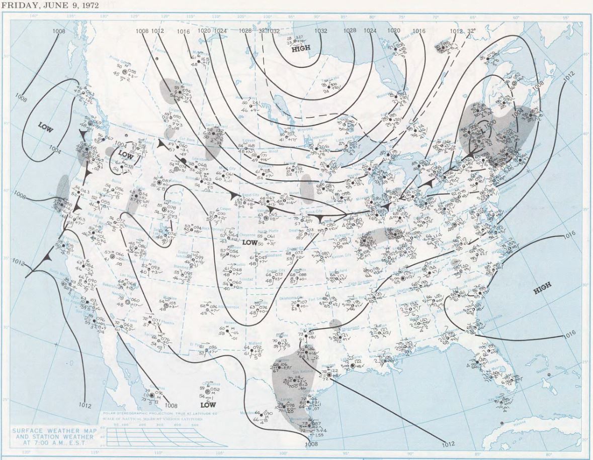 Surface map on the morning of June 9, 1972