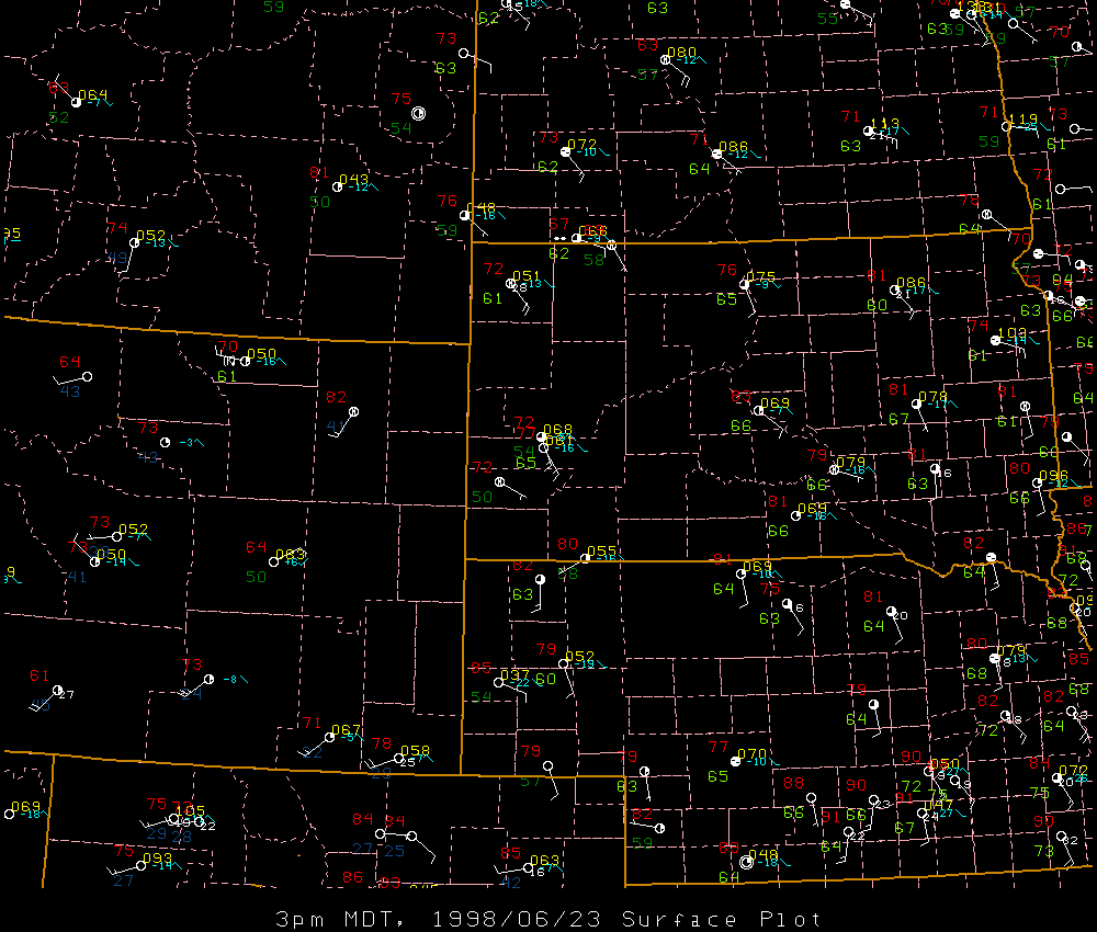 3 pm surface plot centered on the Black Hills