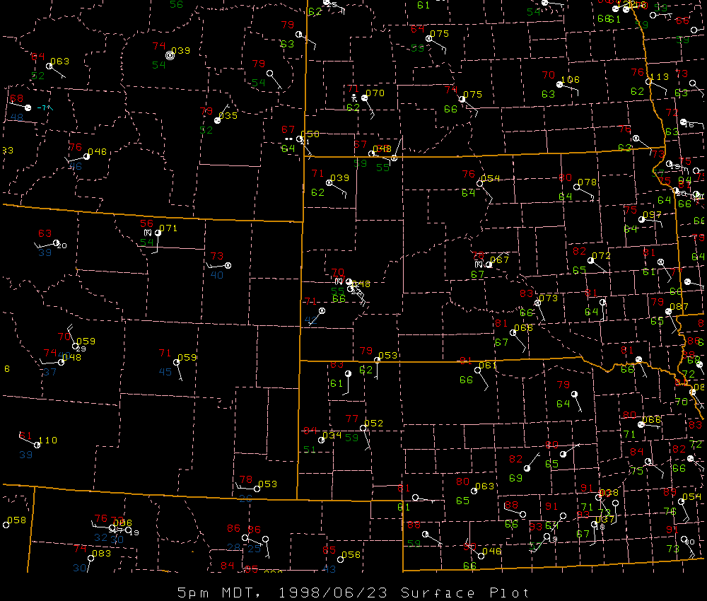 5 pm surface plot centered on the Black Hills