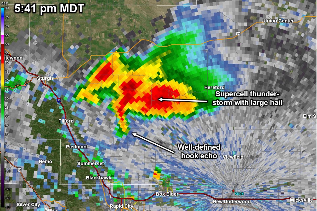 Radar reflectivity at 541 pm MDT