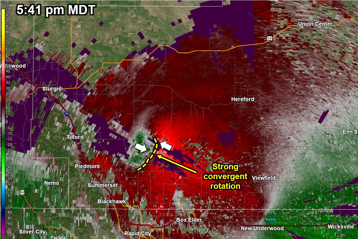 Radar velocity at 541 pm MDT