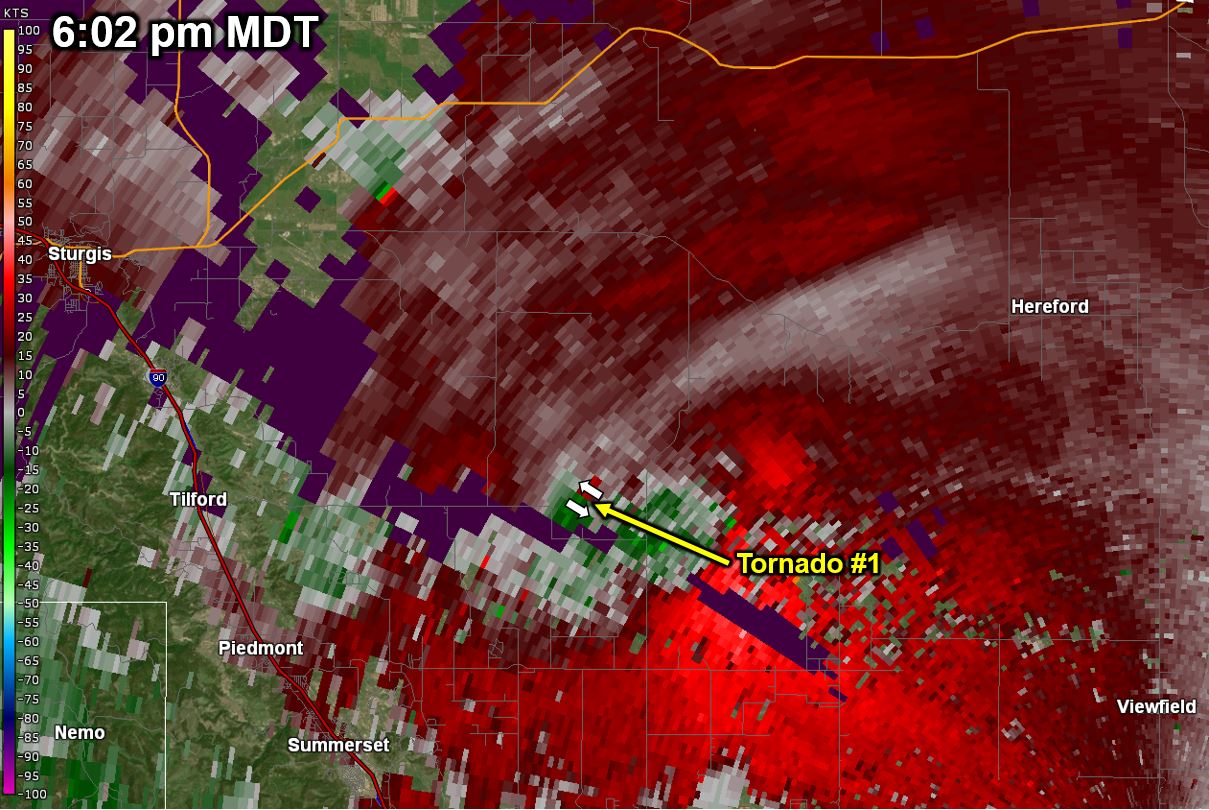 Radar velocity at 602 pm MDT