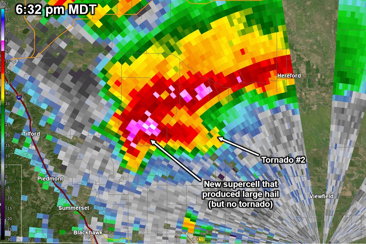 Radar reflectivity at 632 pm MDT