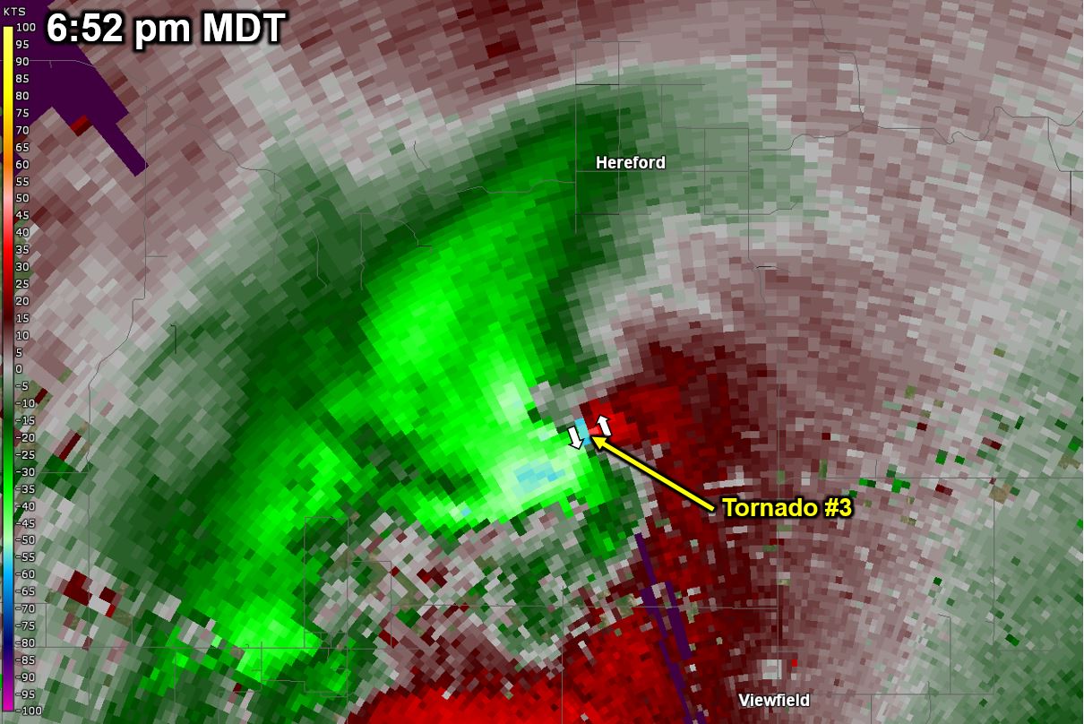 Radar velocity at 652 pm MDT