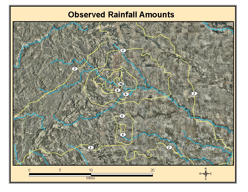 Observed rainfall reports for Hermosa area